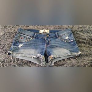 HOLLISTER jean bling rhinestone shorts